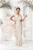 Stylish Off White Satin Silk Saree Khatli Work for Party Wear