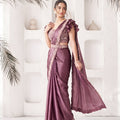 Premium Mauve Satin Silk Saree Khatli Work for Party Wear