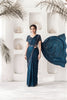 Royal Teal Blue Satin Silk Designer Saree with Khatli Work For Party Wear