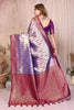 Silver Purple Banarasi Silk Saree with Rich Zari Weaving and Contrast Pallu