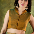 Mustard Yellow Olive Green Dual Tone Saree Designer Party Wear Saree