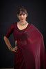 Wine Maroon Embroidered Silk Saree with Designer Blouse