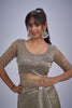 Light Gold Tissue Silk Saree with Zari Border Designer Blouse