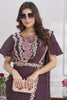 Elegant Plum Purple Designer Saree with Floral Embroidered Blouse