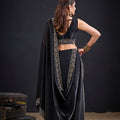 Black Silk Saree Antique Silver Zari Border Party Wear Saree