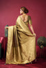 Olive Gold Banarasi Silk Saree Rich Golden Zari Weaving Blouse