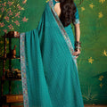 Teal Green Bandhani Saree and Designer Blouse Festive Wear