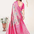 Rani Pink and Beige Banarasi Silk Saree with Rich Zari Woven Design