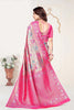 Rani Pink and Beige Banarasi Silk Saree with Rich Zari Woven Design
