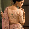 Pink Designer Embroidered Silk Saree with Floral Work Wedding Wear