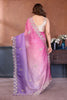 Pink Purple Embroidered Organza Silk Saree Designer Border