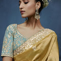 Luxury Mustard Gold Embroidered Saree with Designer Blouse