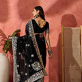 Black Embroidered Georgette Saree with Designer Border Party Wear Saree