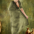 Olive Green Embroidered Designer Saree with Matching Blouse
