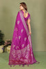 Rani Pink Banarasi Silk Saree Silver Zari Peacock Weaving Saree