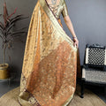 Mustard Gold Maroon Kanjivaram Silk Saree Traditional Zari Woven Saree