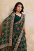 Dark Green Printed Saree Traditional Motif Design Decorative Border