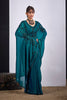 Teal Green Organza Saree Black Floral Embroidery Designer Saree