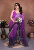 Purple Ombre Georgette Saree with Embroidered Border Work