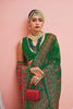 Elegant Green Patola Printed Silk Saree Matching Blouse Festive Wear