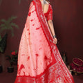 Red Banarasi Silk Saree Zari Border Traditional Weaving Saree