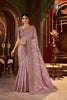 Mauve Purple Embroidered Silk Blend Saree with Designer Blouse 