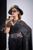 Black Organza Silk Saree with Floral Embroidery Designer Saree