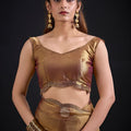 Bronze Gold Tissue Silk Saree with Zari Polka Butti Work