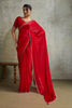 Red Chiffon Saree with Zari Border Embroidered Blouse