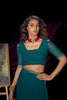 Teal Green Georgette Saree with Embroidered Border Designer Saree