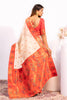 Off White Paithani Silk Saree with Coral Orange Zari Border and Traditional