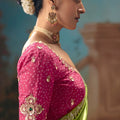 Multicolor Ombre Embroidered Silk Saree Festive Wear