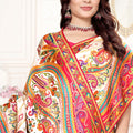 White Multicolor Printed Saree with Paisley Design Saree