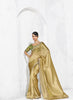 Golden Silk Saree Border Green Designer Blouse Elegant Party Wear