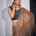 Elegant Black Copper Dual Tone Saree with Designer Border