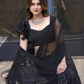 Elegant Black Sequin Designer Blouse Party Wear Saree
