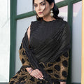 Designer Black Saree Golden Border and Blouse Party Wear
