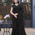  Designer Black Sequined Saree Blouse Party Wear 