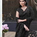Designer Black Sequined Saree Blouse Party Wear
