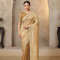 Golden Embroidered Silk Saree with Stone Work and Designer Blouse 