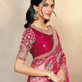 Designer Pink Silk Saree with Heavy Embroidery and Mirror Work Saree