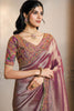 Regal Mauve Banarasi Silk Saree Rich Zari Multicolor Kashmiri Embroidery