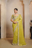  Lime Green Designer Embroidered Silk Saree with Heavy Blouse 