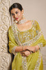 Lime Green Designer Embroidered Silk Saree with Heavy Blouse