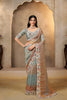  Grey and Brown Designer Silk Saree Heavy Border Matching Blouse