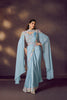 Designer Sky Blue Georgette Saree with Floral Handwork Blouse