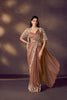 Designer Brown Embroidered Georgette Saree and Sleeveless Blouse