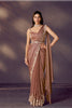 Designer Brown Embroidered Georgette Saree and Sleeveless Blouse