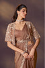 Designer Brown Embroidered Georgette Saree and Sleeveless Blouse