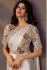 Off White Designer Embroidered Saree with Matching Blouse